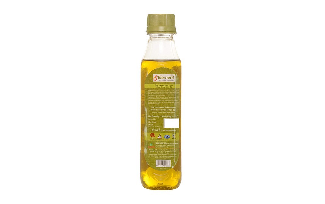 6th Element Cold Pressed Extra Virgin Olive Oil (Unrefined)   Plastic Bottle  250 millilitre